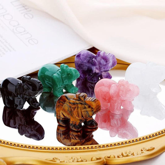 Elephant Figurine Hand Carved Animal Figurine