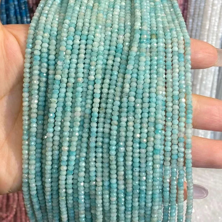 Faceted Rondelle Amazonite Beads