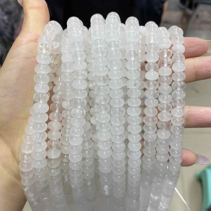 Smooth Rondelle Clear Quartz Beads