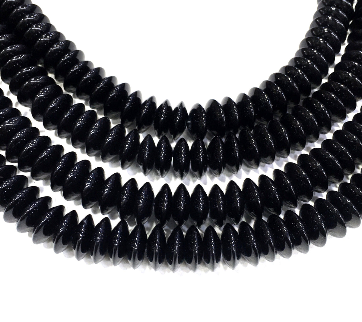 Rondelle Shape Black Onyx Beads