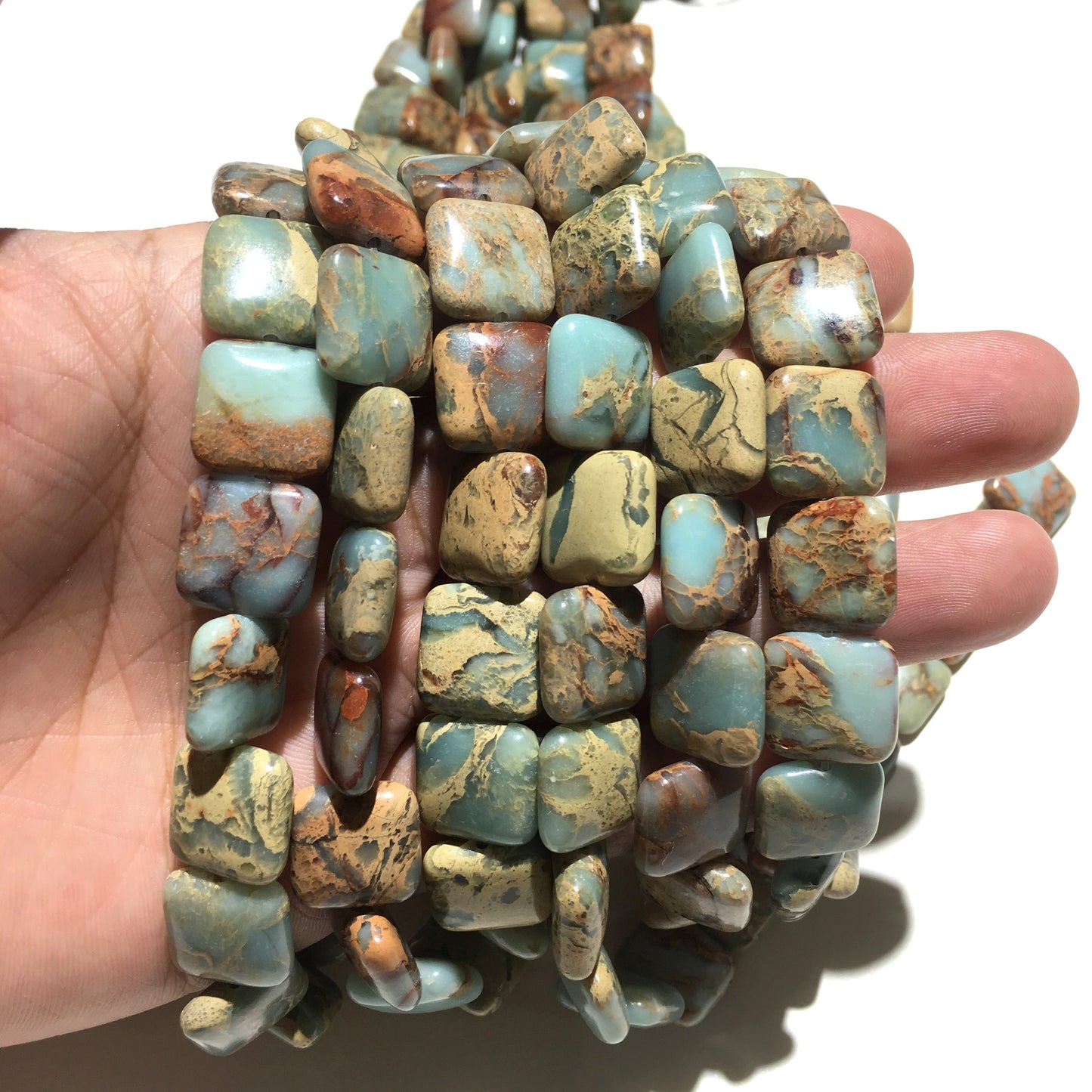 Flat Square Snake Skin Jasper Beads
