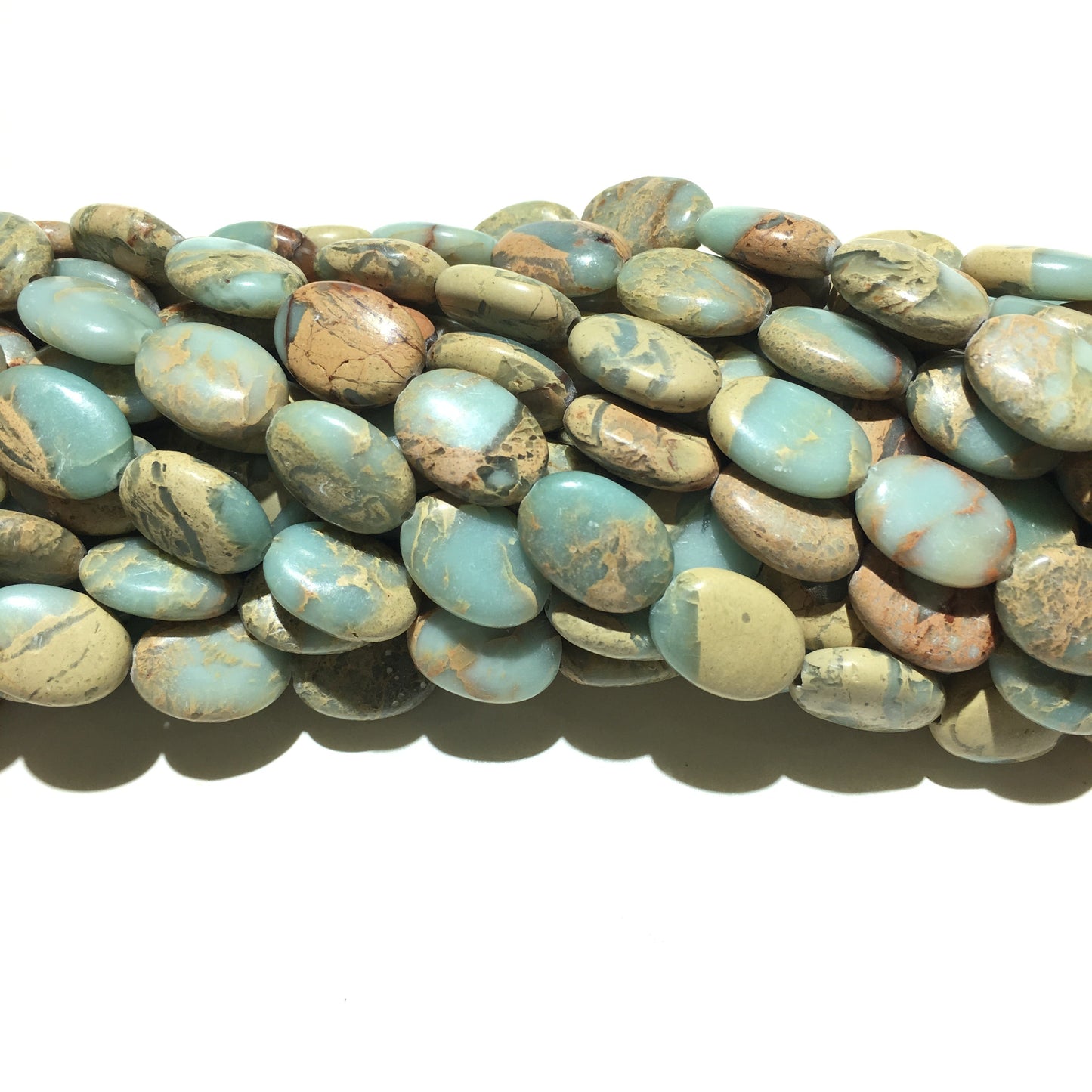 Oval Shape Snake Skin Jasper Beads