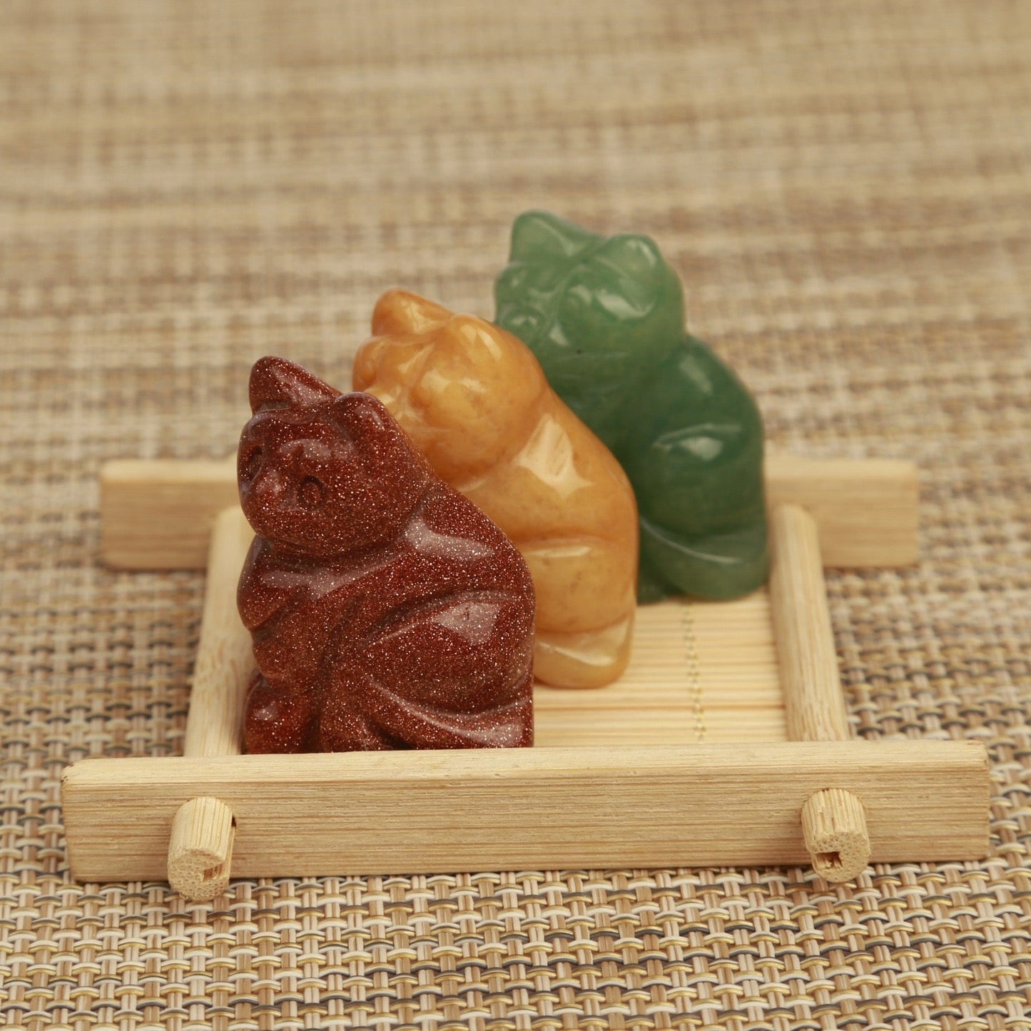 Cat Statue Hand Carved Animal Figurine