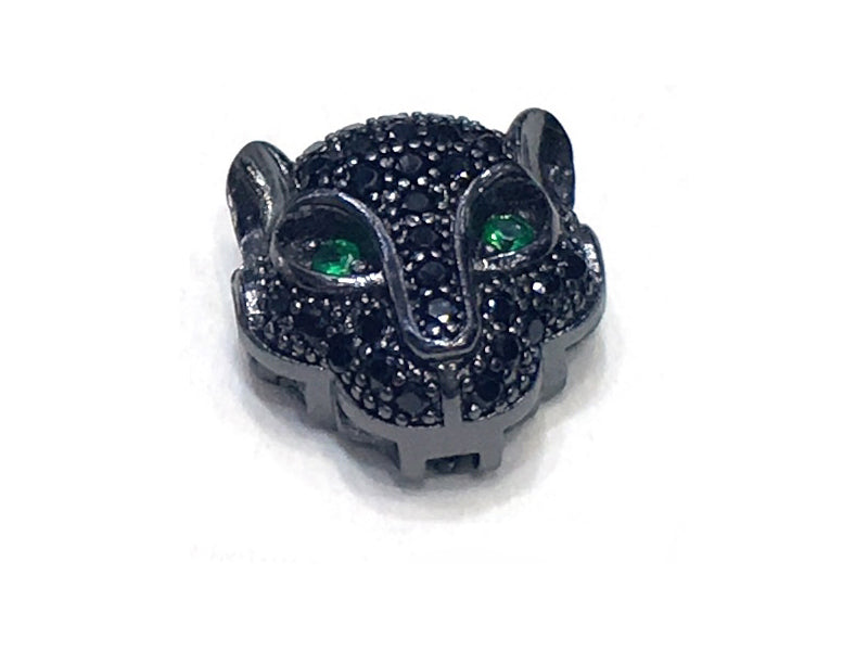 1PCS Leopard Head Beads Brass Cubic Zirconia