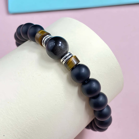 Tigers Eye with Onyx for Protection and Apotropaic Crystal Bracelet