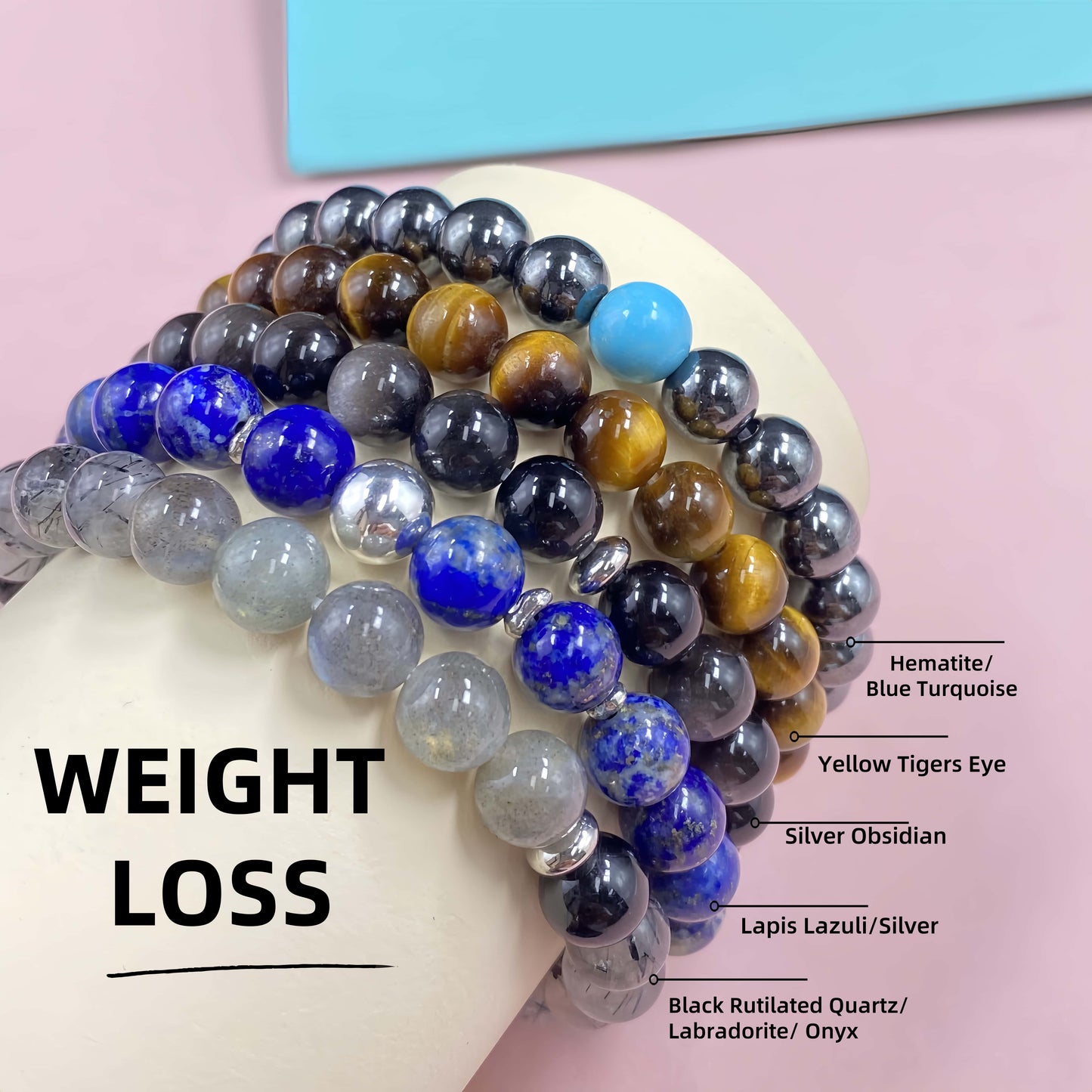 Natural Healing Crystal Bracelet Set