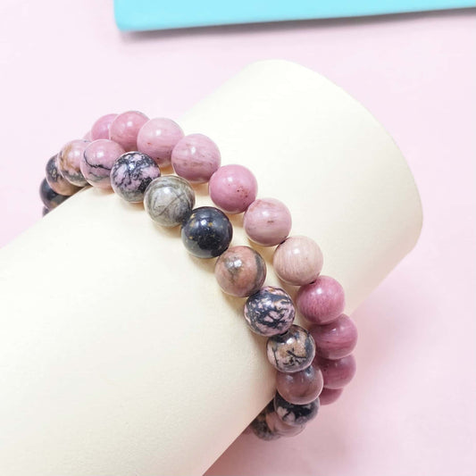 Double Rhodonite Crystal Bracelet for Love and Relationship