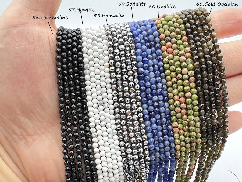 Natural Faceted Crystal Beads,2mm/3mm/4mm- Free Shipping