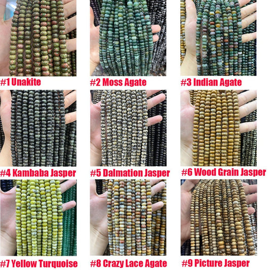 Natural Crystal Agate Stone Rondelle Beads 4*6mm 5*8mm 6*10mm Gemstone Bead Highly Polished Rondelle Shape Loose Bead for DIY Jewelry Making