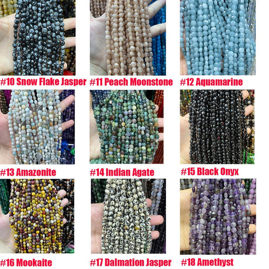 6mm Faceted Coin Round Beads Natural Gemstone Beads for Diy Jewelry Making Aquamarine/Amazonite/Rose Quartz/Agate/Crystal Coin Cut Beads 15"