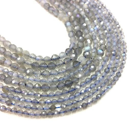 Natural Labradorite & Gray Moonstone Faceted Round Beads Healing Gemstone Loose Beads for DIY Jewelry MakingAAAAA Quality 2mm 4mm