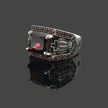 Load image into Gallery viewer, Retro Silver Crown Red Zircon Square Vampire Rings