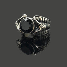 Load image into Gallery viewer, Double Snake Black Onyx 925 Sterling Silver Retro Ring