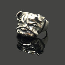 Load image into Gallery viewer, Pit Bull Dog Pug Head Animal Face Ring Retro 925 Sterling Silver