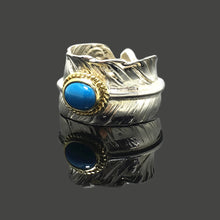Load image into Gallery viewer, Turquoise Feather 925 Sterling Silver Ring