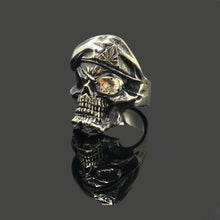 Load image into Gallery viewer, Navy Pirate Captain Retro Sterling Silver Skull Ring