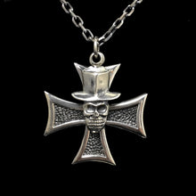 Load image into Gallery viewer, Vintage Cross Skull 925 Sterling Silver Pendant