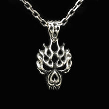 Load image into Gallery viewer, Retro Fire Skull 925 Sterling Silver Pendant