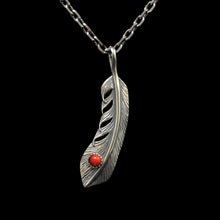 Load image into Gallery viewer, Feather Leaf Retro 925 Silver Goro Takahashi Pendant with Red Turquoise