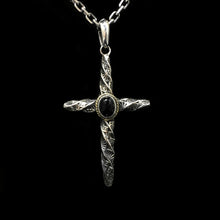 Load image into Gallery viewer, Twisted Cross 925 Silver Pendant with Onyx