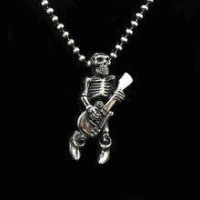 Load image into Gallery viewer, Rock Guitarist Skull Pendant Retro 925 Sterling Silver