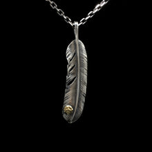 Load image into Gallery viewer, Left Feather Leaf Retro 925 Silver Goro Takahashi Pendant with Blue Turquoise