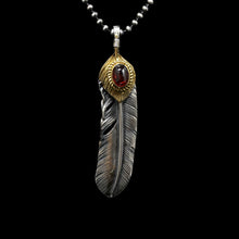 Load image into Gallery viewer, Right Brass Leaf Feather Retro 925 Silver Pendant Japan Takahashi Goro