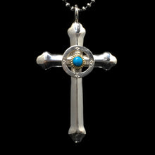 Load image into Gallery viewer, Takahashi Goro Round Turquoise Cross 925 Silver Pendant