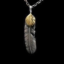 Load image into Gallery viewer, Left Feather Leaf Retro 925 Silver Goro Takahashi Pendant with Brass