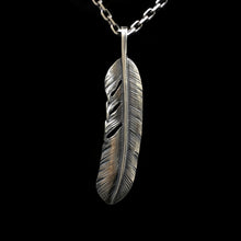 Load image into Gallery viewer, Left Feather Leaf Retro 925 Silver Goro Takahashi Pendant with Blue Turquoise