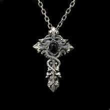Load image into Gallery viewer, Antique Black Onyx Cross 925 Silver Pendant