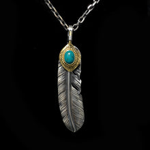 Load image into Gallery viewer, Left Feather Retro 925 Silver Goro Takahashi Pendant with Turquoise