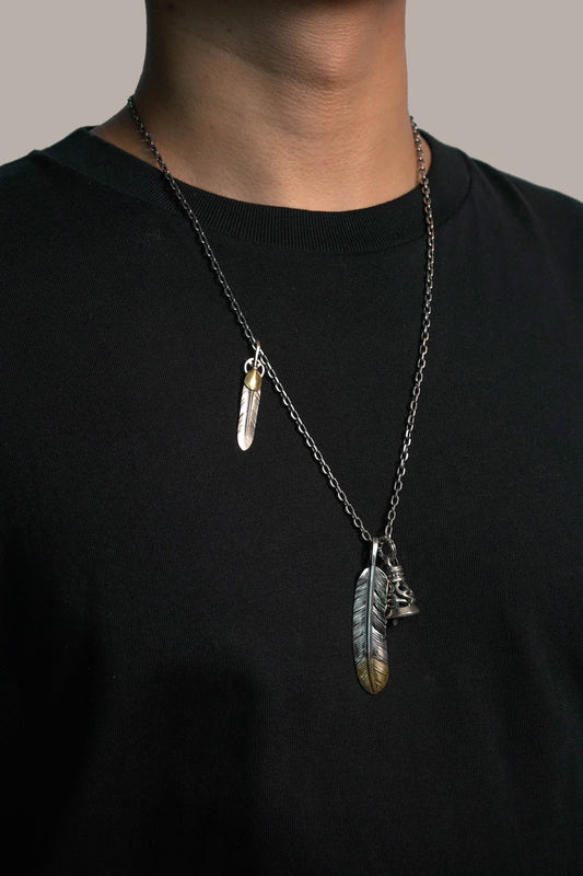 Retro 925 Sterling Silver Goro Feather Necklace Set