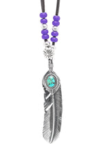 Load image into Gallery viewer, Takahashi Goro Turquoise Feather Necklace Set Retro 925 Silver