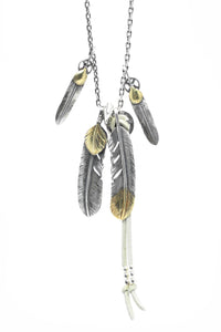 925 Sterling Silver Takahashi Goro Retro Feather Necklace Set
