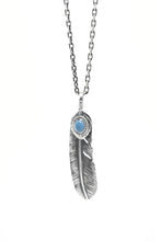 Load image into Gallery viewer, Left Feather Retro 925 Silver Goro Takahashi Pendant with Blue Turquoise
