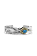 Load image into Gallery viewer, 925 Sterling Silver Goros Turquoise Feather Bracelet