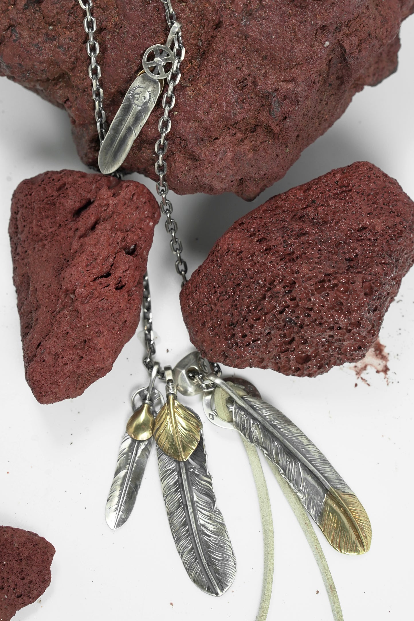 925 Sterling Silver Takahashi Goro Retro Feather Necklace Set