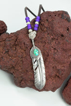 Load image into Gallery viewer, Takahashi Goro Turquoise Feather Necklace Set Retro 925 Silver