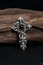 Load image into Gallery viewer, Antique Black Onyx Cross 925 Silver Pendant