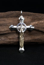 Load image into Gallery viewer, Takahashi Goro Feather Brass Cross 925 Silver Pendant