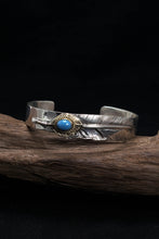 Load image into Gallery viewer, 925 Sterling Silver Goros Turquoise Feather Bracelet