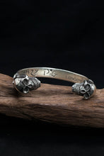 Load image into Gallery viewer, Retro Silver Domineering Double Skull Open Bangle