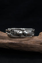 Load image into Gallery viewer, Retro Silver Double Skull Open Bracelet
