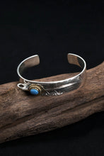 Load image into Gallery viewer, 925 Sterling Silver Goros Turquoise Feather Bracelet
