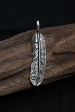 Load image into Gallery viewer, Left Feather Leaf Retro 925 Silver Goro Takahashi Pendant with Brass Red CZ