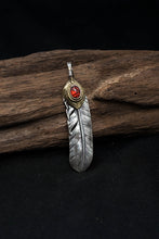 Load image into Gallery viewer, Right Brass Leaf Feather Retro 925 Silver Pendant Japan Takahashi Goro