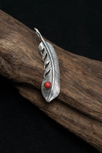 Load image into Gallery viewer, Feather Leaf Retro 925 Silver Goro Takahashi Pendant with Red Turquoise
