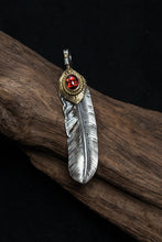 Load image into Gallery viewer, Right Brass Leaf Feather Retro 925 Silver Pendant Japan Takahashi Goro