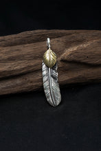 Load image into Gallery viewer, Left Feather Leaf Retro 925 Silver Goro Takahashi Pendant with Brass